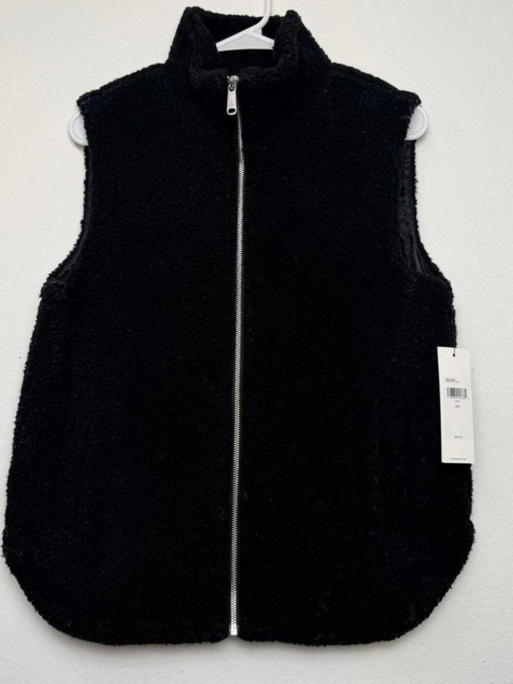 Calvin Klein Jeans Women's Black Sherpa Full Zip Vest Jacket Pockets Size-Small